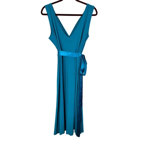Retro Jewel Tone Tank Belted Midi Dress 16 Blue Jewels Metallic Chic Glam Preppy - Picture 8 of 14